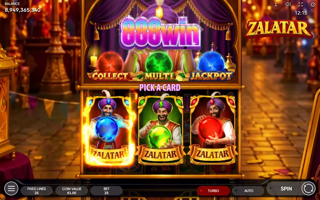 Interface do slot Zalatar com tema de adivinhação